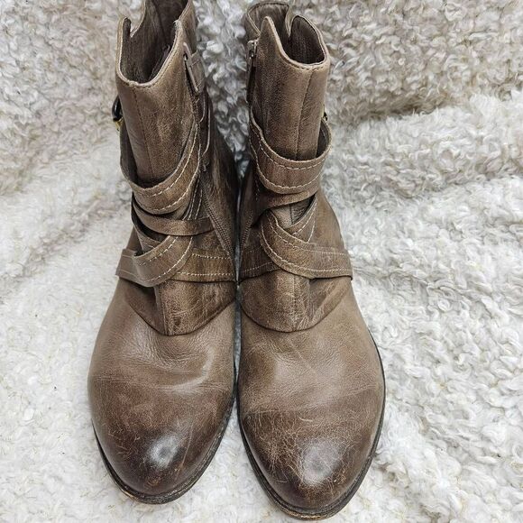 Miz Mooz Bailey Moto Tan Leather Boots Women's sz 9 - Picture 3 of 8